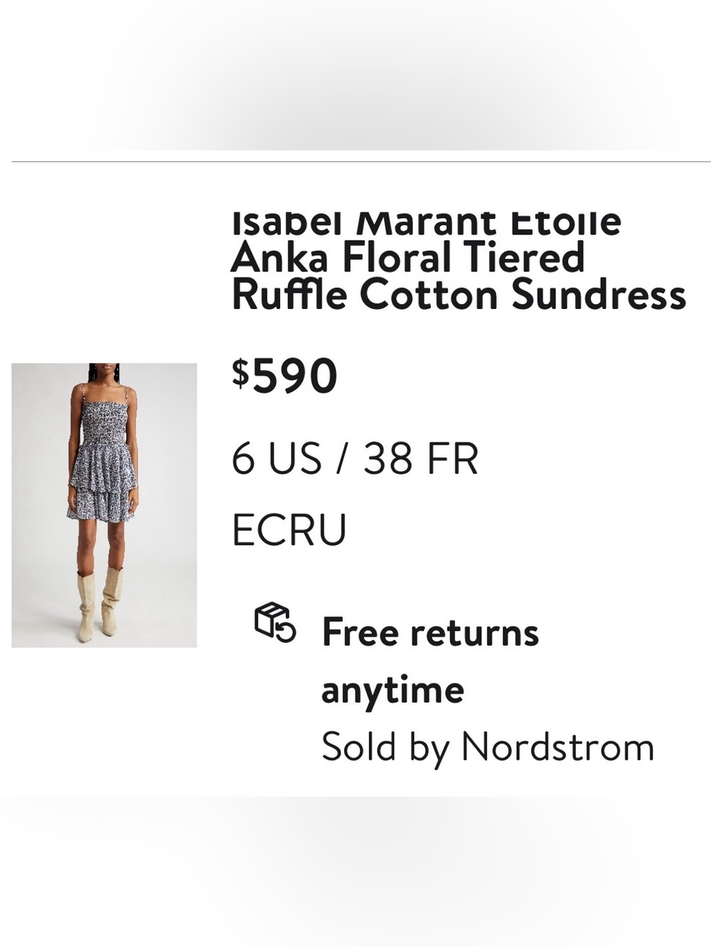 Isabel Marant Étoile Ecru Floral Tiered Ruffle Cotton Sundress - Picture 6 of 9